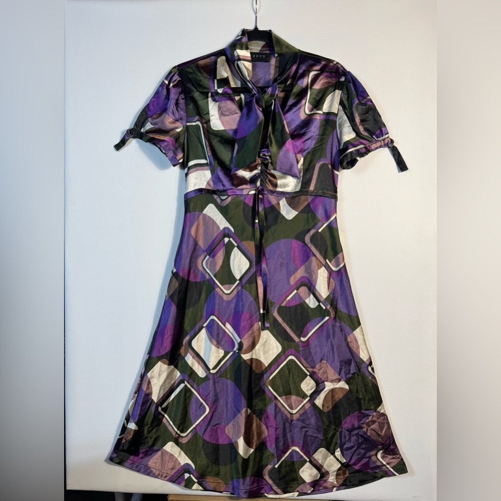 Koan Elegant Purple Geometric Italian Dress 6
